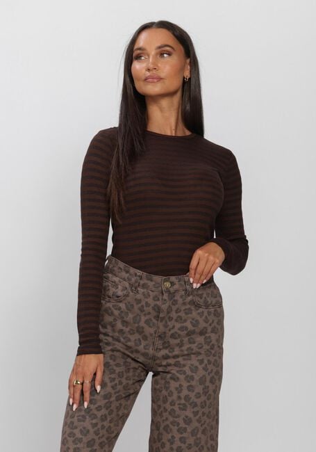 Braune BY-BAR Top BASIC LS MELANGE STRIPE TOP - large