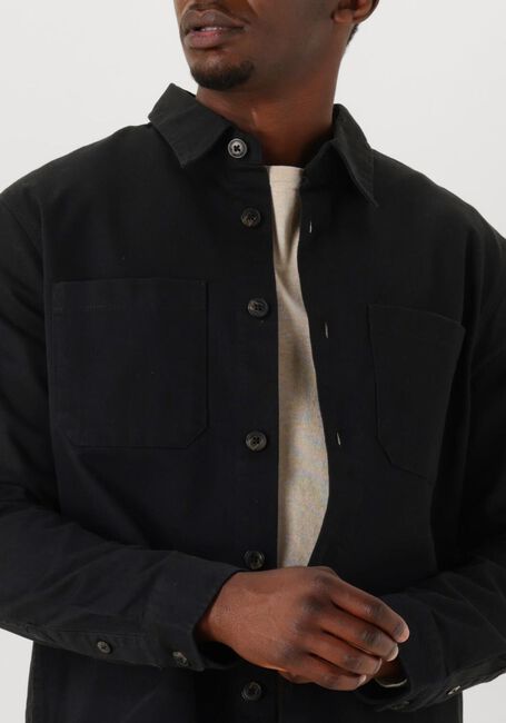 Schwarze SELECTED HOMME Overshirt SLHTRAVIS TWILL OVERSHIRT LS NOOS - large