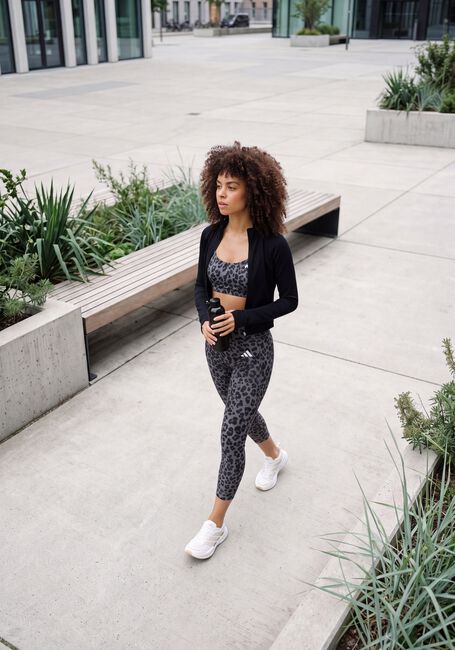 Braune ADIDAS Sportleggings OPT ESS AOP 7/8 - large