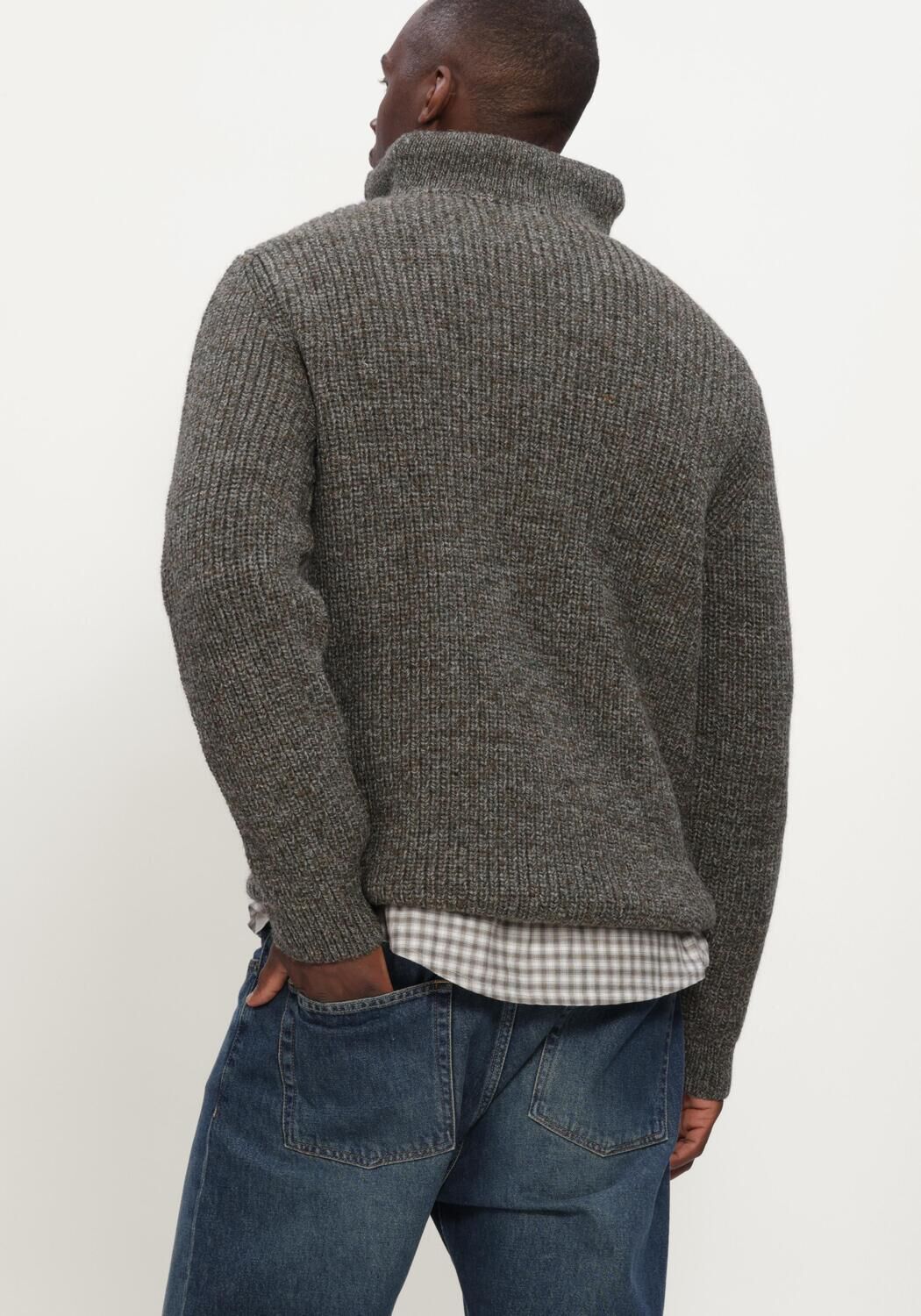 Dunkelgrau BARBOUR Pullover NEW TYNE HALF ZIP KNITTED JUMPER - large