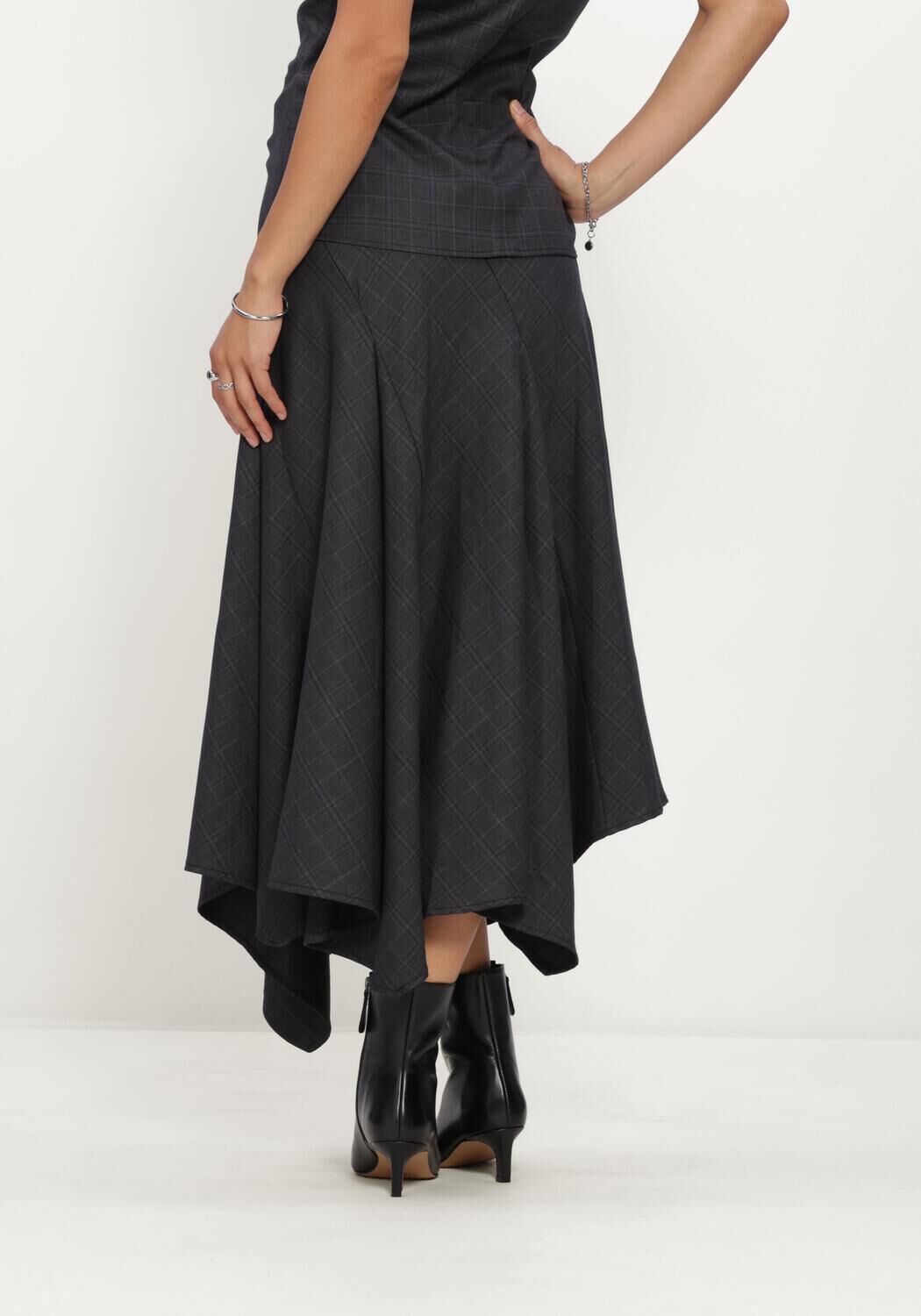 Dunkelgrau CO'COUTURE Midirock ELORACC CHECK ASYM SKIRT - large