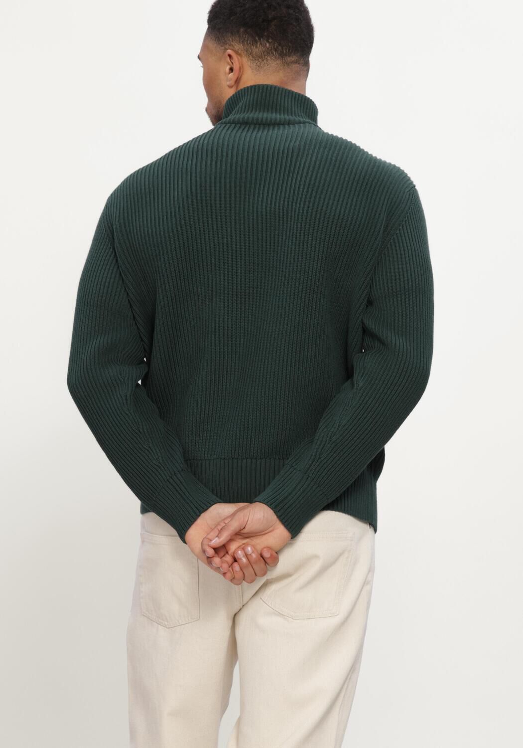 Dunkelgr&uuml;n SELECTED MEN Pullover SLMDRY LS KNIT HALF ZIP - large