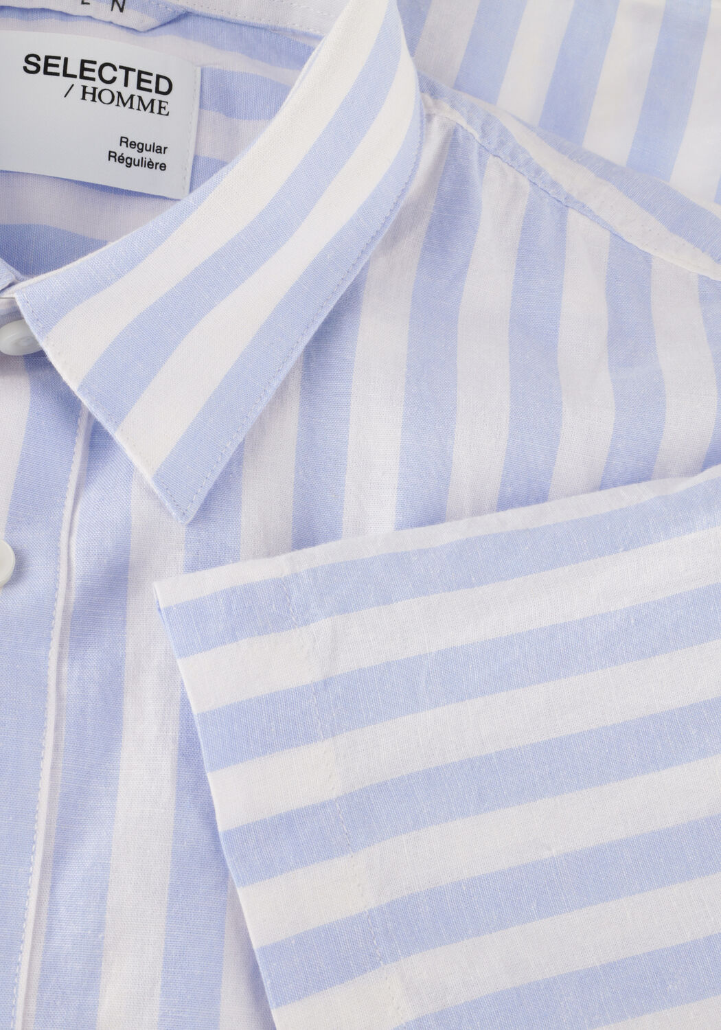 Blaue SELECTED MEN Casual-Oberhemd SLHREGNEW-LINEN SHIRT SS CLASSIC - large