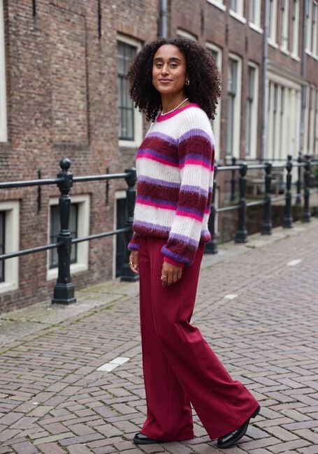 Mehrfarbige/Bunte POM AMSTERDAM Pullover FAYE STRIPED RED - large