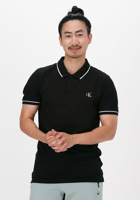 Schwarze CALVIN KLEIN Polo-Shirt TIPPING SLIM POLO - large
