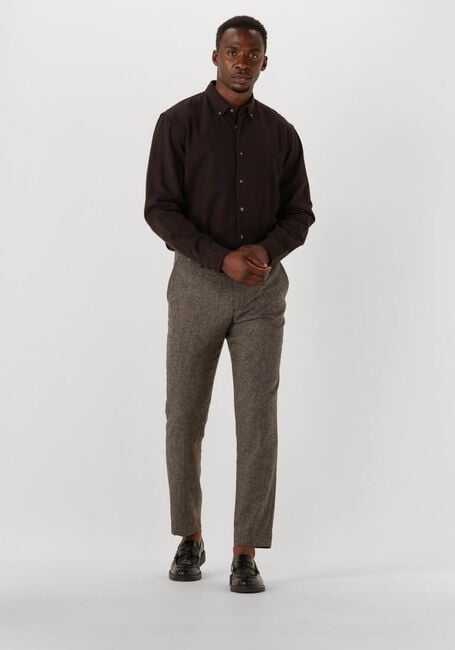 Braune SELECTED MEN Casual-Oberhemd SLHREGNOAG MIX BDWN LS SHIRT CAMP - large