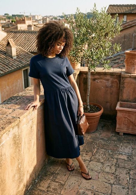 Dunkelblau TOMMY HILFIGER Midikleid CODY MID MEDIA C-NK MIDI DRESS - large