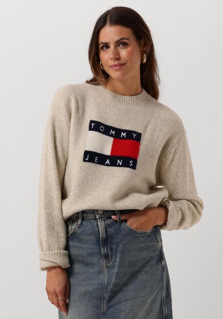 Braune TOMMY JEANS Pullover TJW MELANGE FLAG SWEATER - large