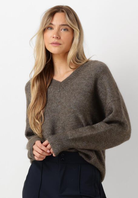 Braune SECOND FEMALE Pullover BROOK KNIT LOOSE V-NECK - large