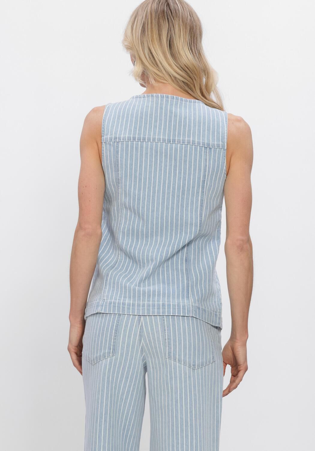 Blaue OBJECT Gilet OBJSANNI S/L RE DENIM WAISTCOAT - large