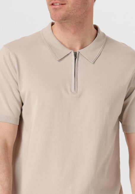 Beige PURE PATH Polo-Shirt REGULAR FIT POLO SS HALF ZIP KNITWEAR - large