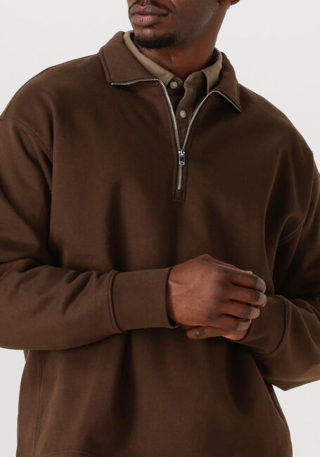 Braune SELECTED MEN Pullover SLHRELAXARON LS HALF ZIP SWEAT - large