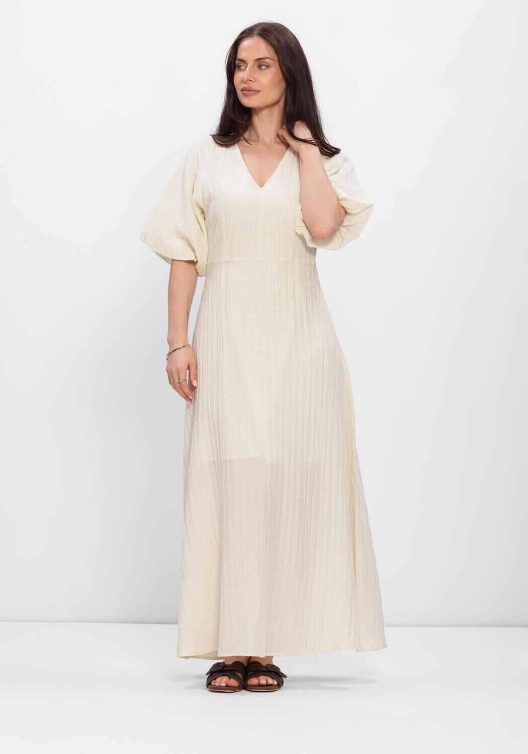 Beige SELECTED WOMEN Midikleid SLFMADDIE SS CLOSED BACK MIDI DRESS - large