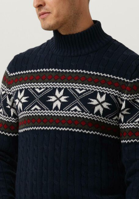 Dunkelblau SELECTED HOMME Rollkragenpullover SLHFLAKE LS KNIT CABLE HIGH NE - large