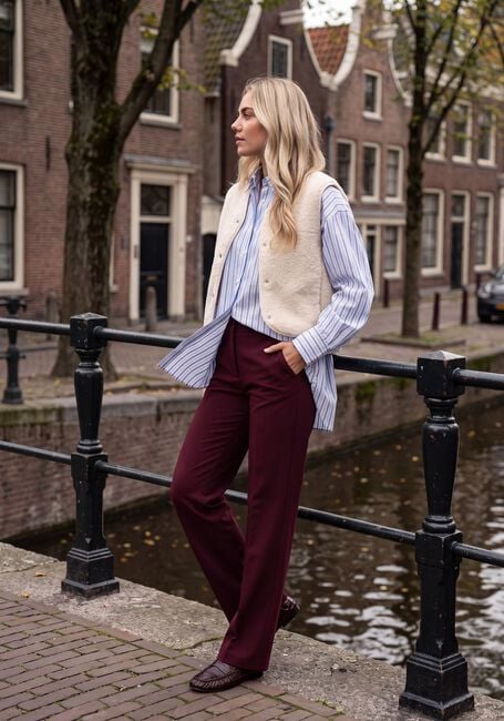 Bordeaux SELECTED WOMEN Hose SLFRITA MW WIDE PANT MEL - large