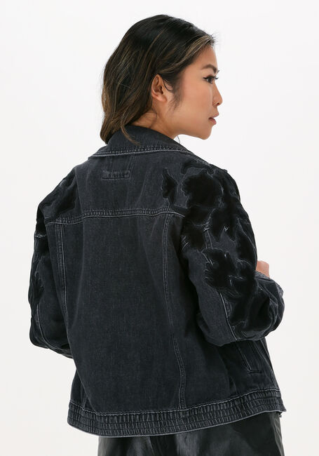 Schwarze ALIX THE LABEL Jeansjacke LADIES WOVEN DENIM BIKER JACKET - large