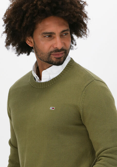 Olive TOMMY JEANS Pullover TJM ESSENTIAL CREW NECK SWEATE - large