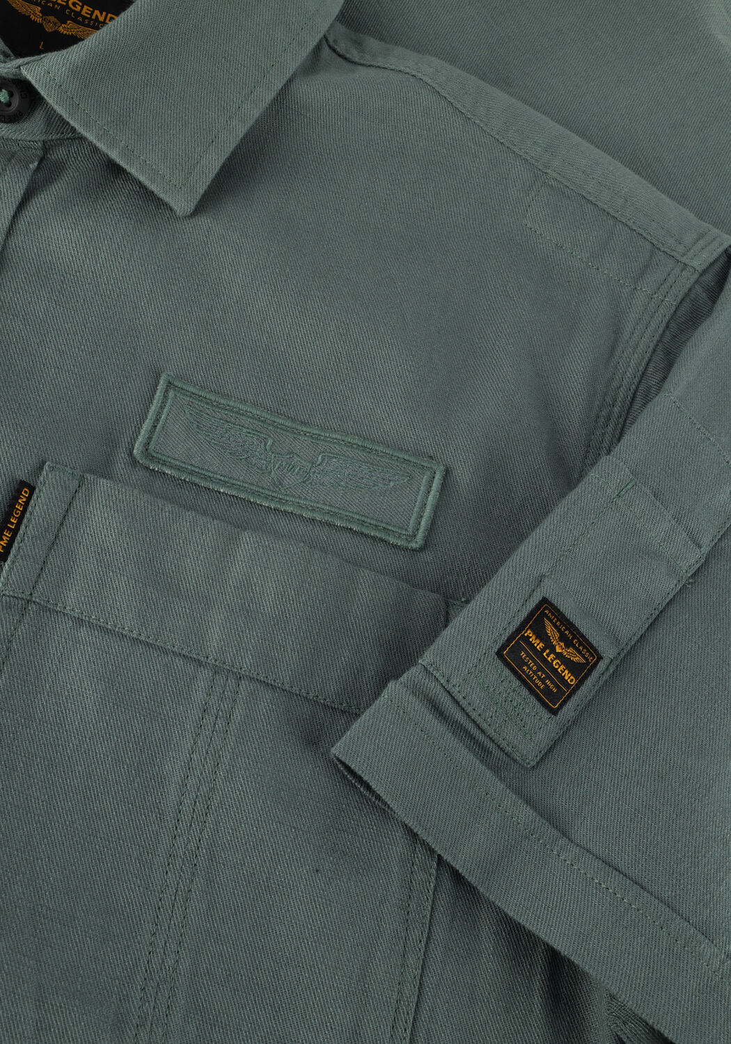 Gr&uuml;ne PME LEGEND Casual-Oberhemd SHORT SLEEVE SHIRT CTN SLUB - large