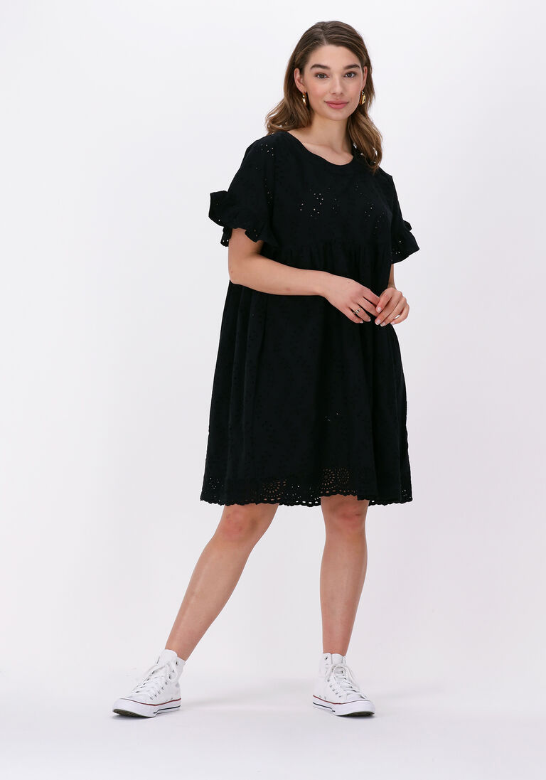 schwarze colourful rebel minikleid rissey broderie anglaise babydoll dress