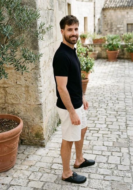 Schwarze PURE PATH Polo-Shirt KNIT POLO WITH CHESTPRINT - large