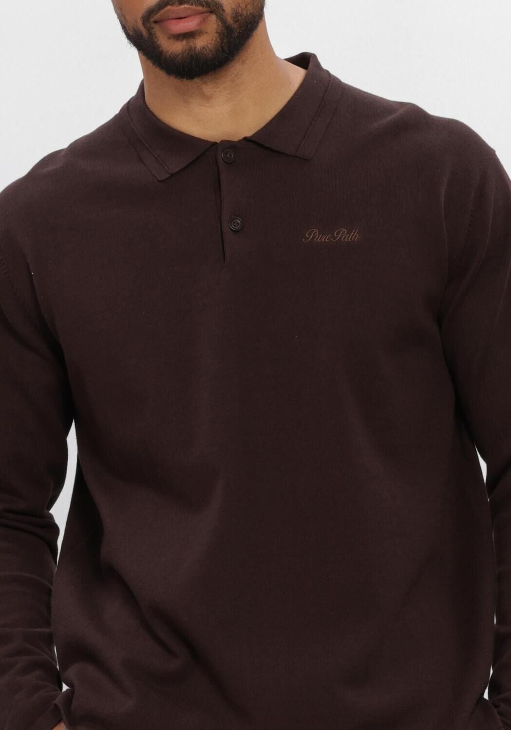 Braune PURE PATH Polo-Shirt LIGHT WEIGHT KNIT - large