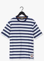 Blau/weiß gestreift SCOTCH & SODA T-shirt STRUCTURE STRIPED CREWNECK JERSEY T-SHIRT IN ORGANIC COTTON
