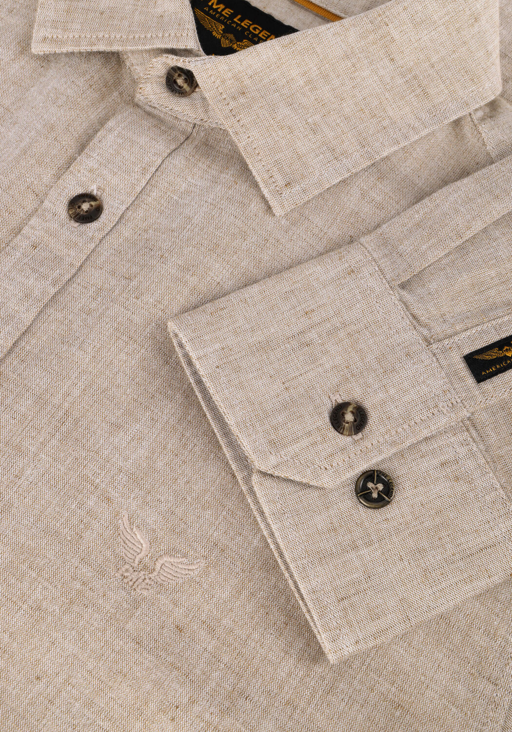 Sand PME LEGEND Casual-Oberhemd LONG SLEEVE SHIRT COTTON LINEN 2 TONE - large