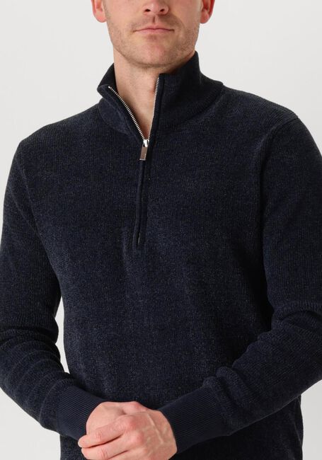 Blaue SELECTED HOMME Pullover SLHRODNEY LS HIGH NECK HALF ZIP - large