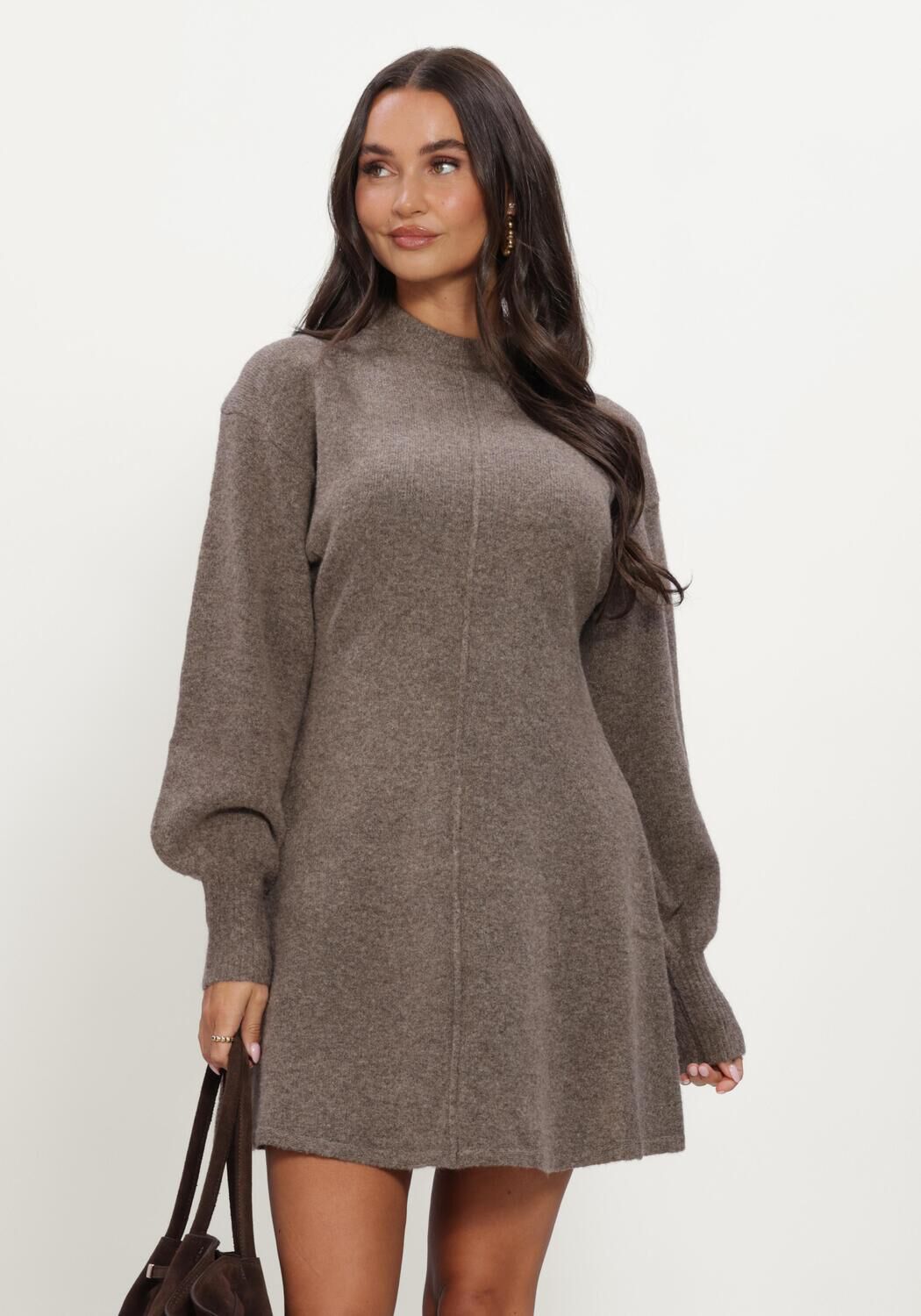Taupe NOTRE-V Minikleid NV-ILJA - large
