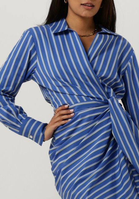 Blaue TOMMY HILFIGER Minikleid CO STRIPE SHORT WRAP SHIRT DRESS - large