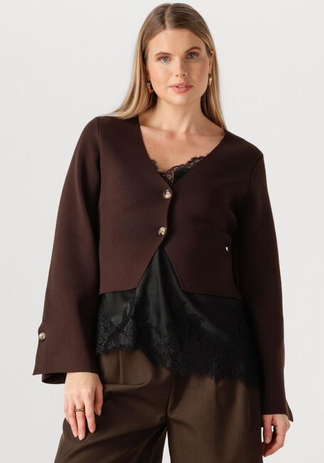 Braune NEO NOIR Strickjacke FULVIA KNIT BLOUSE - large