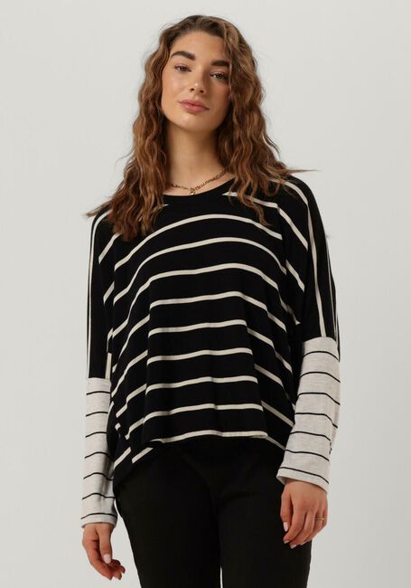 Schwarze 10DAYS Tops & T-shirts LONGSLEEVE TEE MIX STRIPES - large