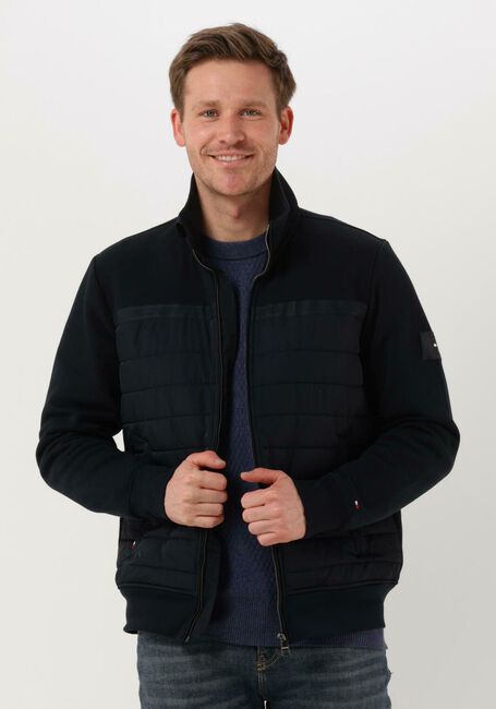 Dunkelblau TOMMY HILFIGER Strickjacke MIX MEDIA TAPE ZIP THROUGH - large