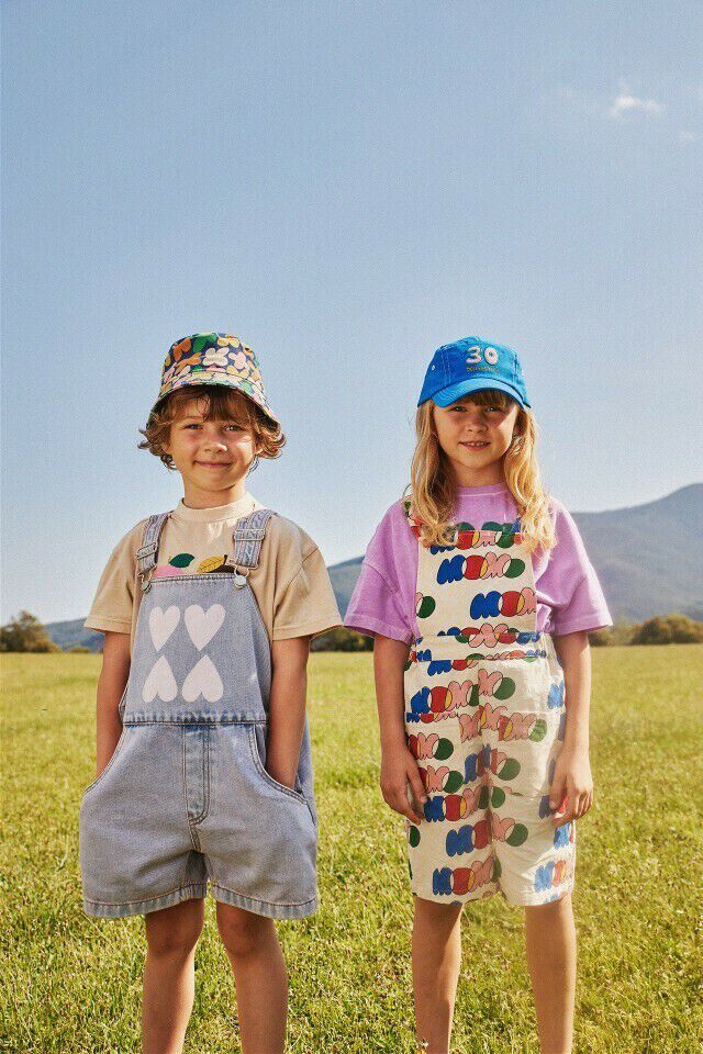 Lilane Jelly Mallow Playsuits HEART DENIM SHORT OVERALL - large