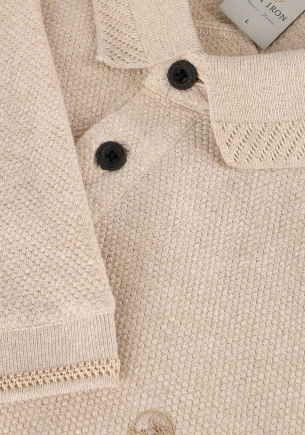 Sand CAST IRON Polo-Shirt SHORT SLEEVE POLO POPCORN JERSEY MELANGE - large