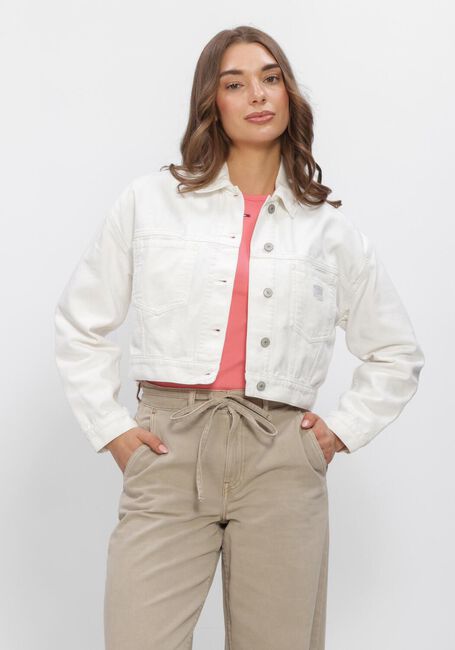 Wei&szlig;e TOMMY JEANS Jeansjacke OVSZ CROP TRCKR JCKT FLG BJ6099 - large