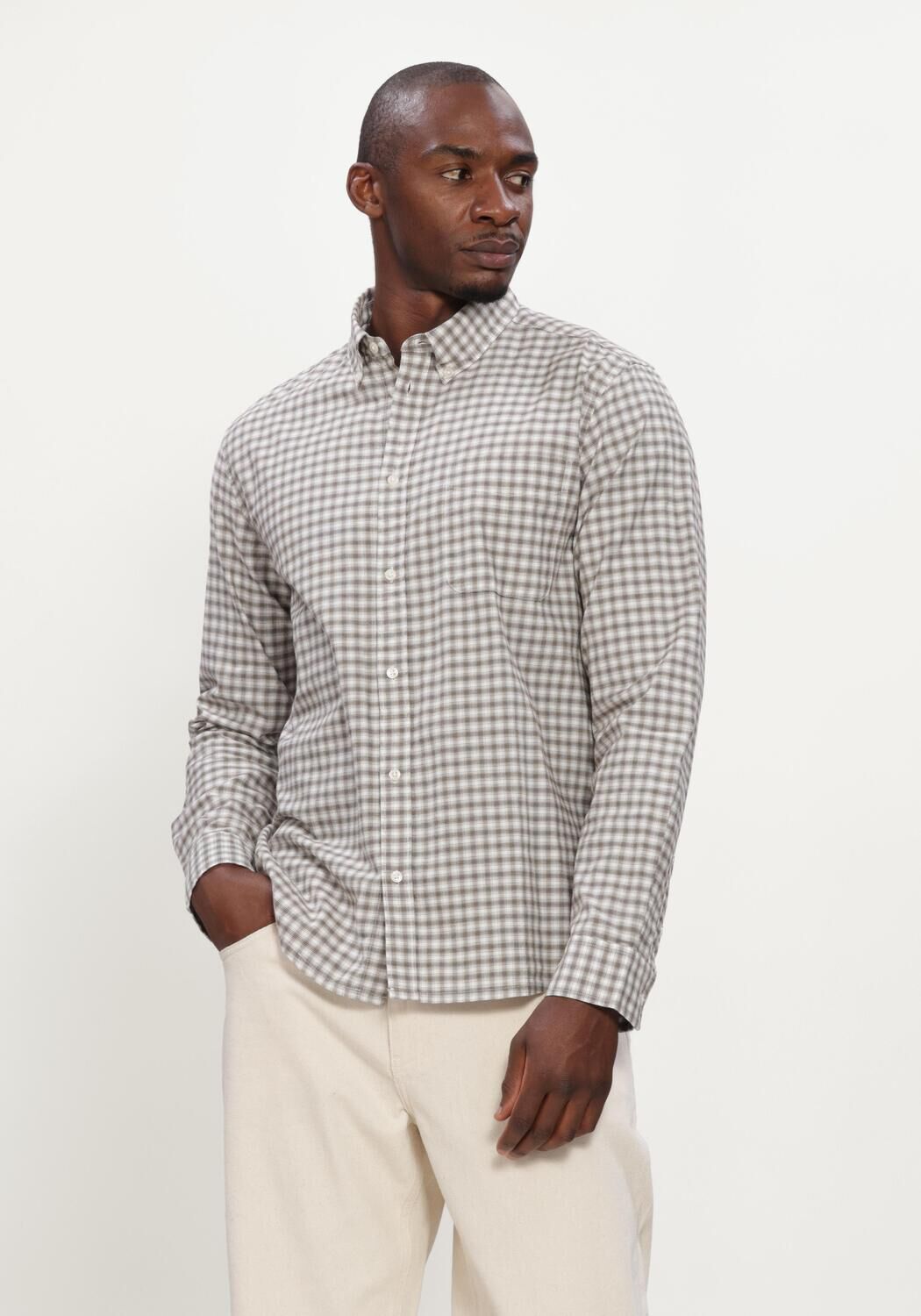 Braune LES DEUX Casual-Oberhemd TWO TONE MINI CHECK SHIRT - large