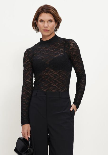 Schwarze STUDIO ANNELOES Top Reagan lace col top - large