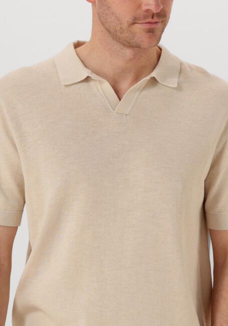 Beige SELECTED HOMME Polo-Shirt SLHMATTIS SS KNIT SUN OPEN POLO NOOS - large