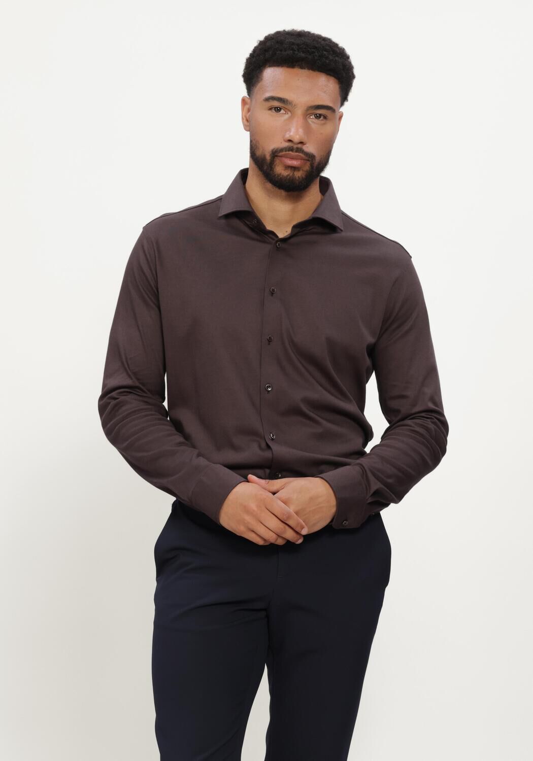 Braune DESOTO LUXURY Casual-Oberhemd LUXURY HAI 1/1 - large