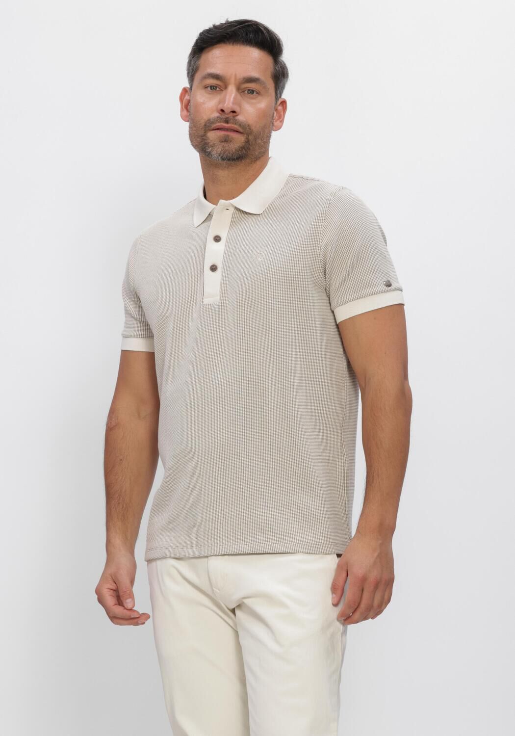 Beige CAST IRON Polo-Shirt REGULAR FIT TWO TONE WAFFLE - large