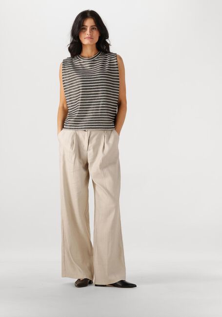 Schwarze SUMMUM T-shirt SLEEVELESS TOP KNITTED STRIPE COATED - large