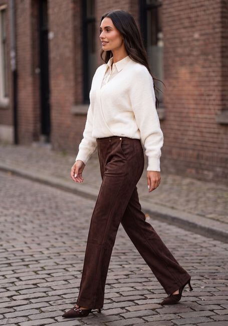 Braune NUKUS Weite Hose JILL PANTS SUEDINE - large