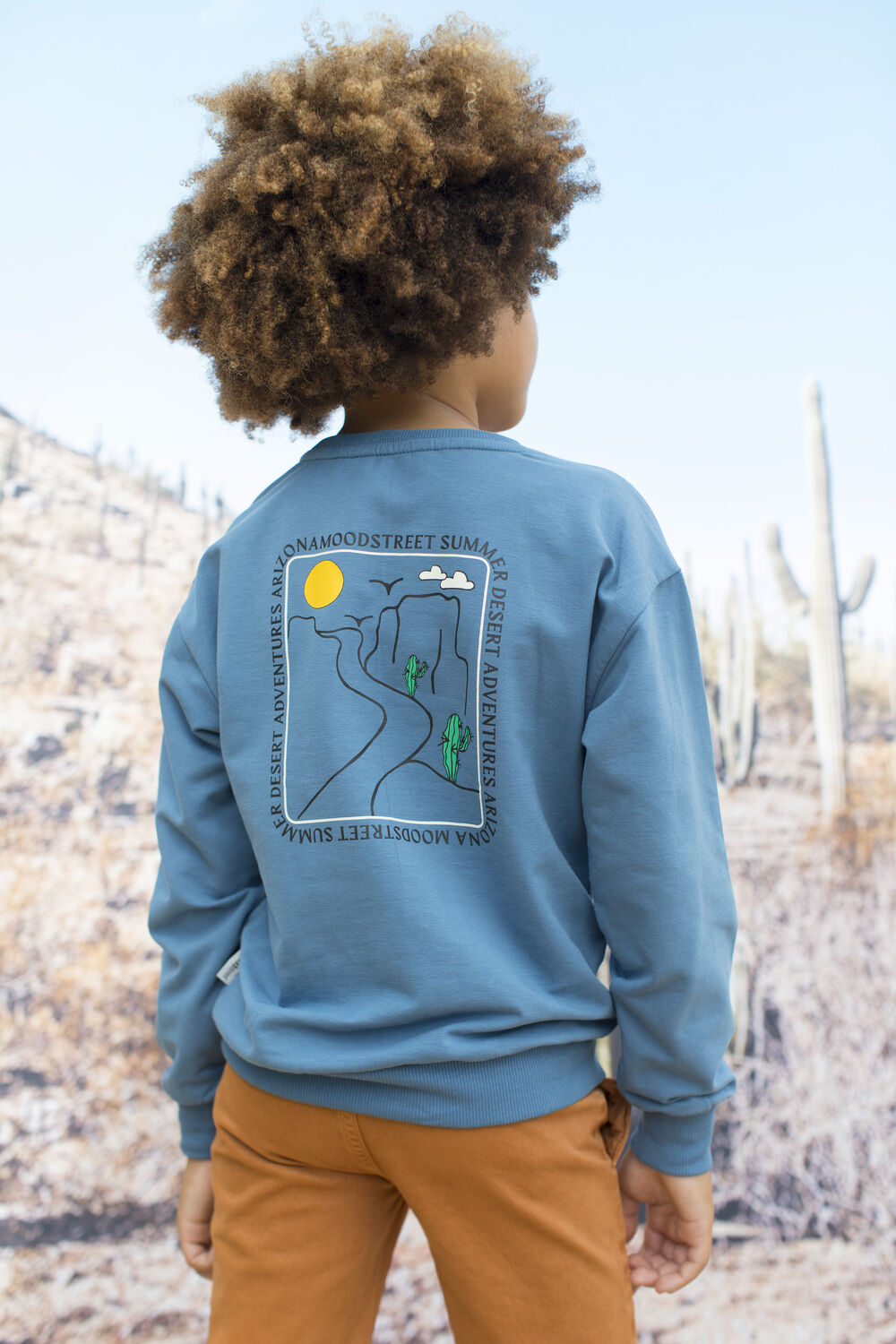 Blaue MOODSTREET Pullover SWEATSHIRT WITH CHEST AND BACK PRINT - large