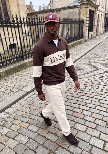Braune LES DEUX Sweatshirt ZIPPER RUGBY SWEATSHIRT - large