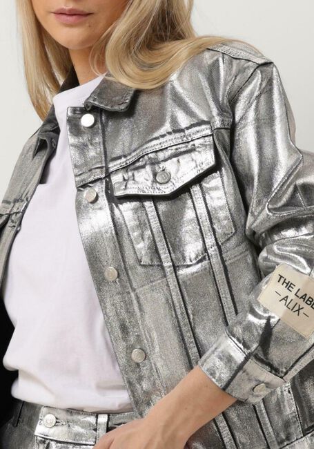 Silberne ALIX THE LABEL Jack LADIES WOVEN SILVER DENIM JACKET - large