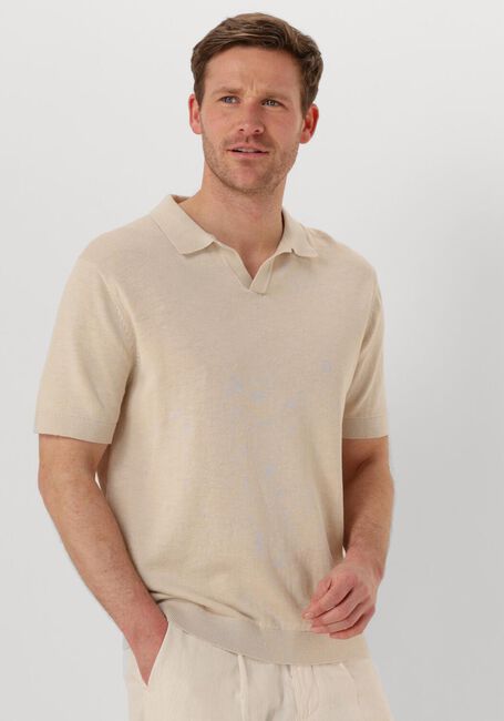 Beige SELECTED HOMME Polo-Shirt SLHMATTIS SS KNIT SUN OPEN POLO NOOS - large