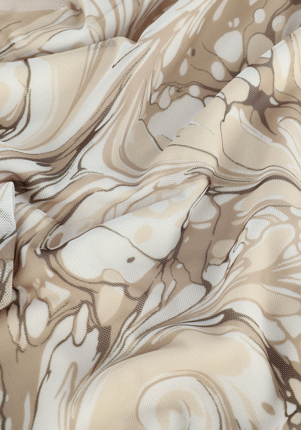 Beige CATWALK JUNKIE Top LS MARBLE MESH KELP - large