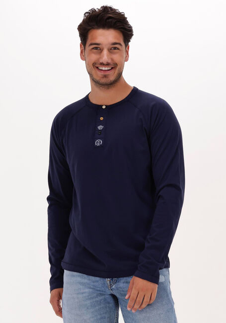 Blaue SCOTCH & SODA  GARMENT-DYED LONG-SLEEVED GRANDAD T-SHIRT - large