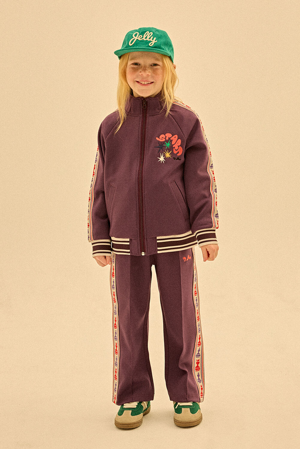 Bordeaux Jelly Mallow Strickjacke CHESS TRACK JACKET - large